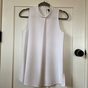 High neck, white Theory sleeveless blouse